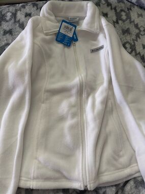 Columbia White Full-Zip Teddy Fleece Jacket